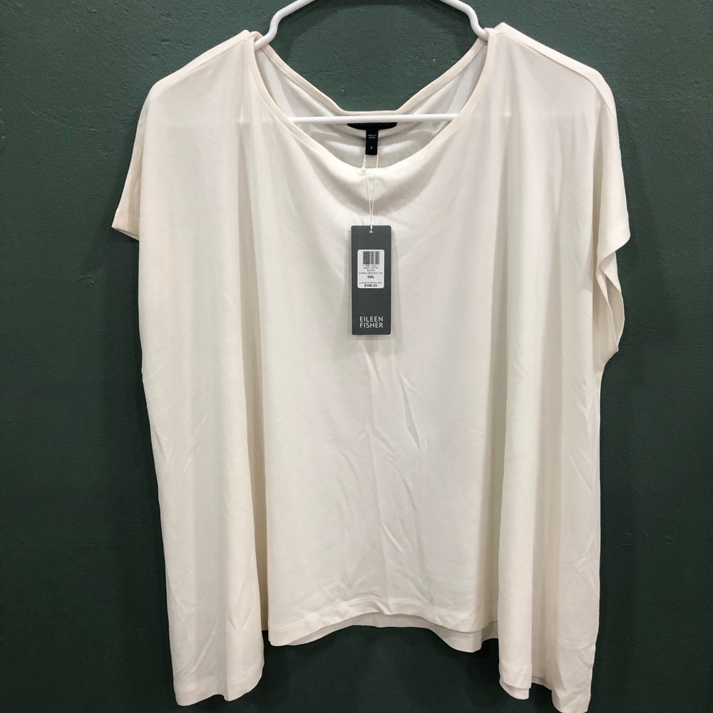 Eileen Fisher Top Womens Small Short Sleeve 100% Silk Tee Shirt